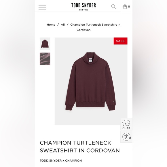 Todd Snyder X Champion Turtleneck Sweatshirt in DARK MOSS GREEN - Picture 1 of 9